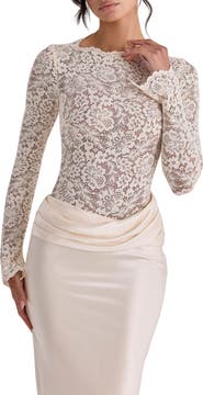 HOUSE OF CB Ellie Long Sleeve Lace Bodysuit