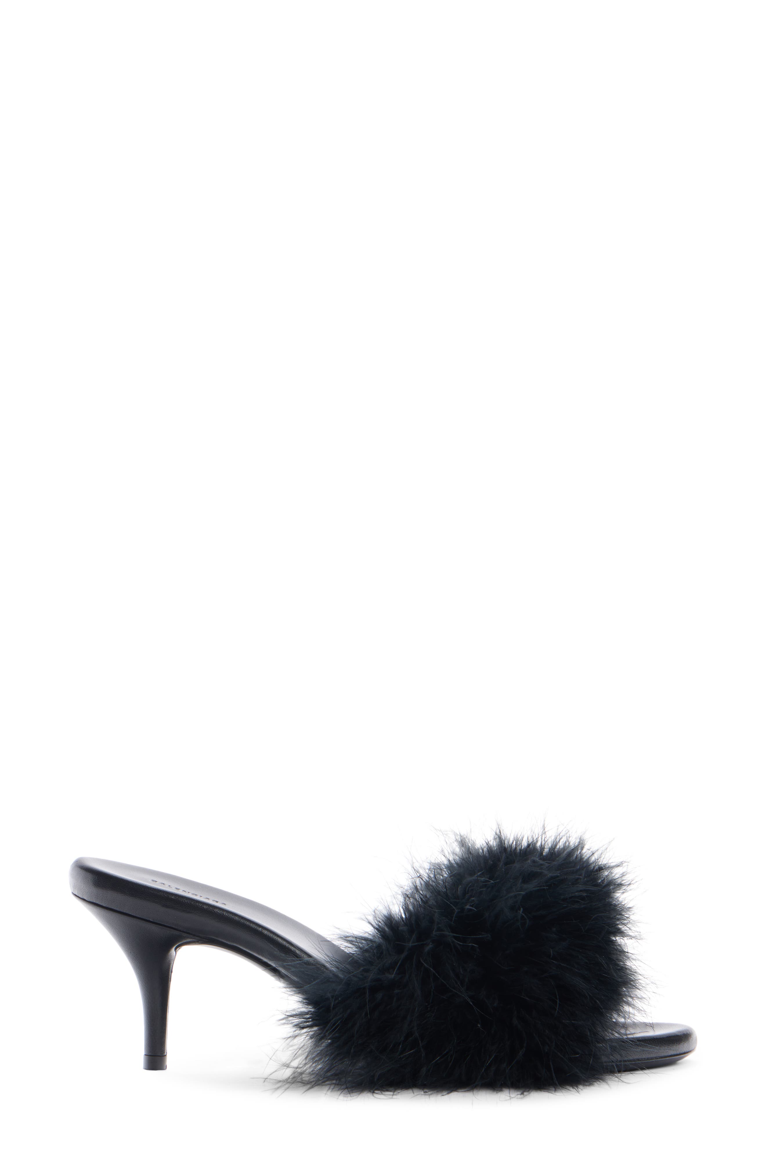 Balenciaga Boudoir Feather Slide Sandal, Alternate, color, 