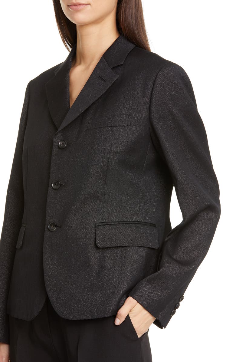 Comme des Garçons Metallic Wool Blend Twill Blazer, Alternate, color, 