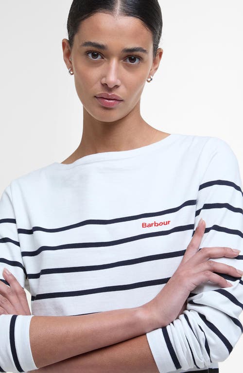 Barbour Bradley Womens Long Sleeve Striped Top In Cloud Stripe