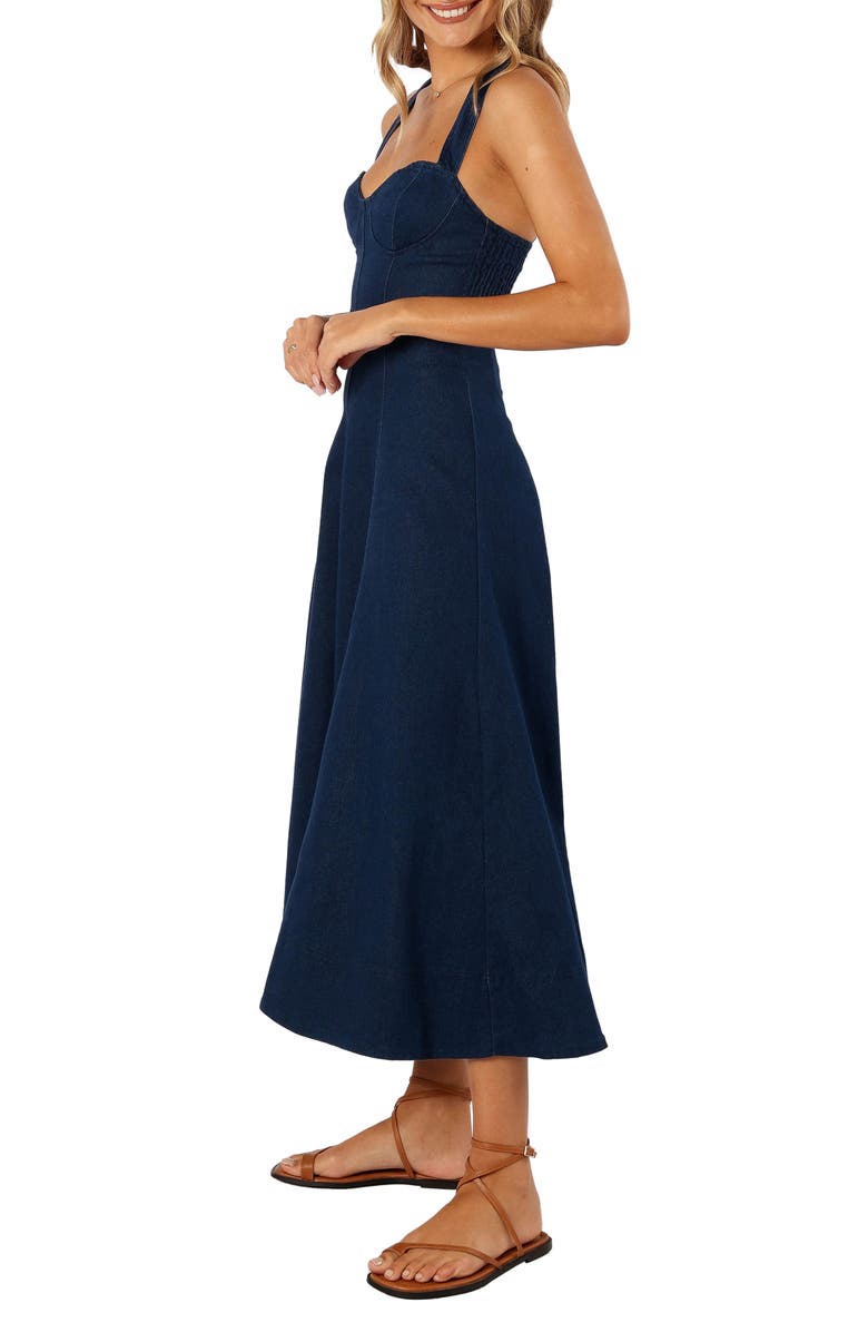 Petal & Pup Everly Crossback Midi Dress, Alternate, color, Denim