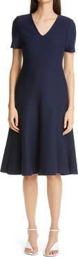 St. John Collection St. John collection V-Neck Milano Knit Fit & Flare Dress