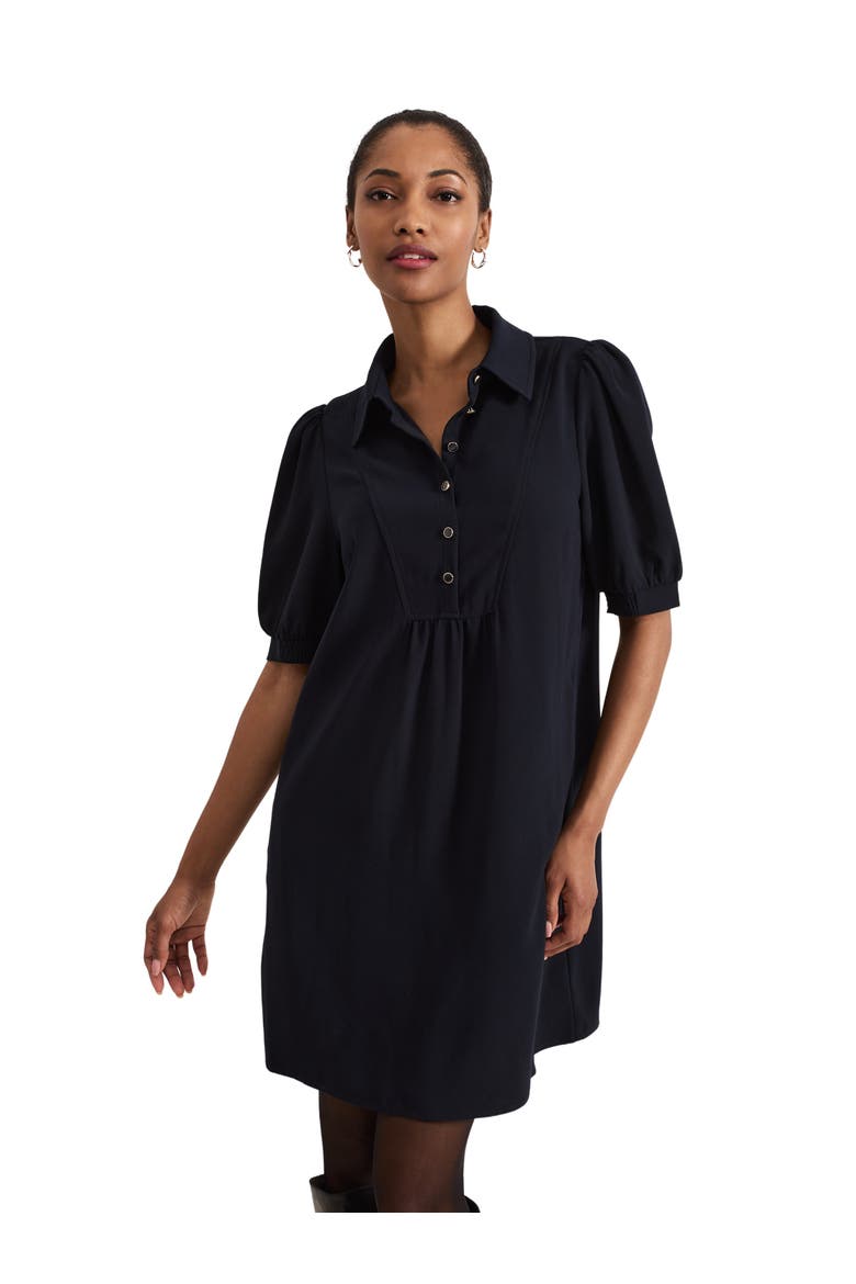 Claudia Button Swing Mini Dress, Main, color, Navy