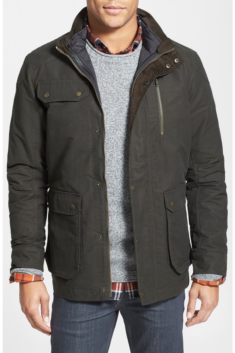 'Harper' Water Resistant 3-in-1 Waxed Canvas Jacket, Main, color, OLIVE GREEN