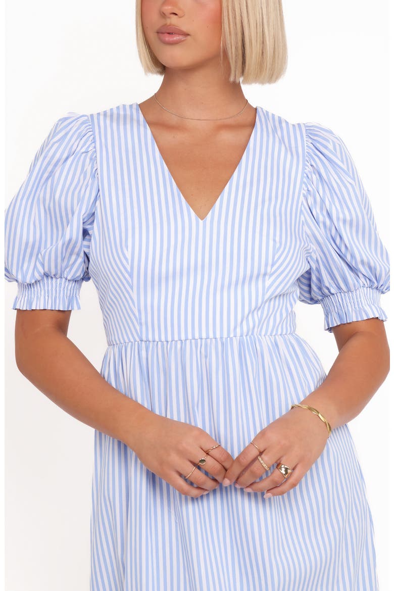 Steele Stripe Puff Sleeve Cotton Midi Dress, Alternate, color, BLUE STRIPE