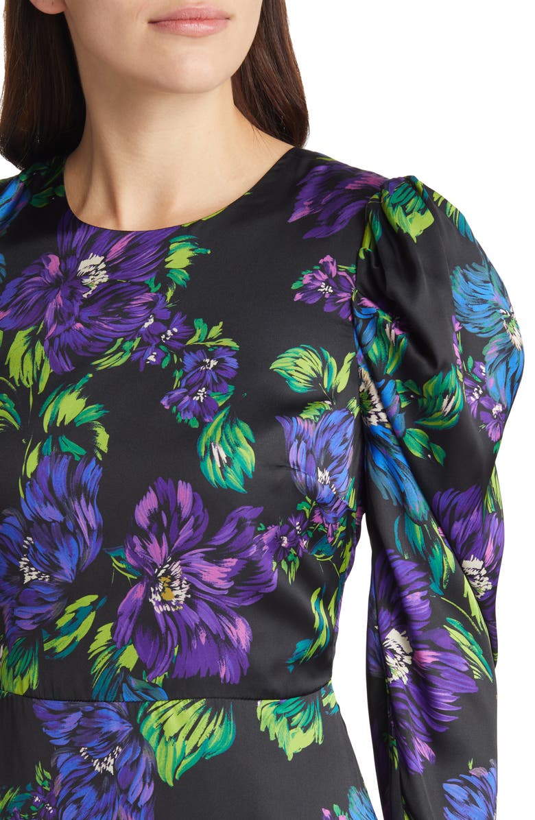 Adelyn Rae Erin Floral Print Lattice Back Long Sleeve Maxi Dress, Alternate, color, 