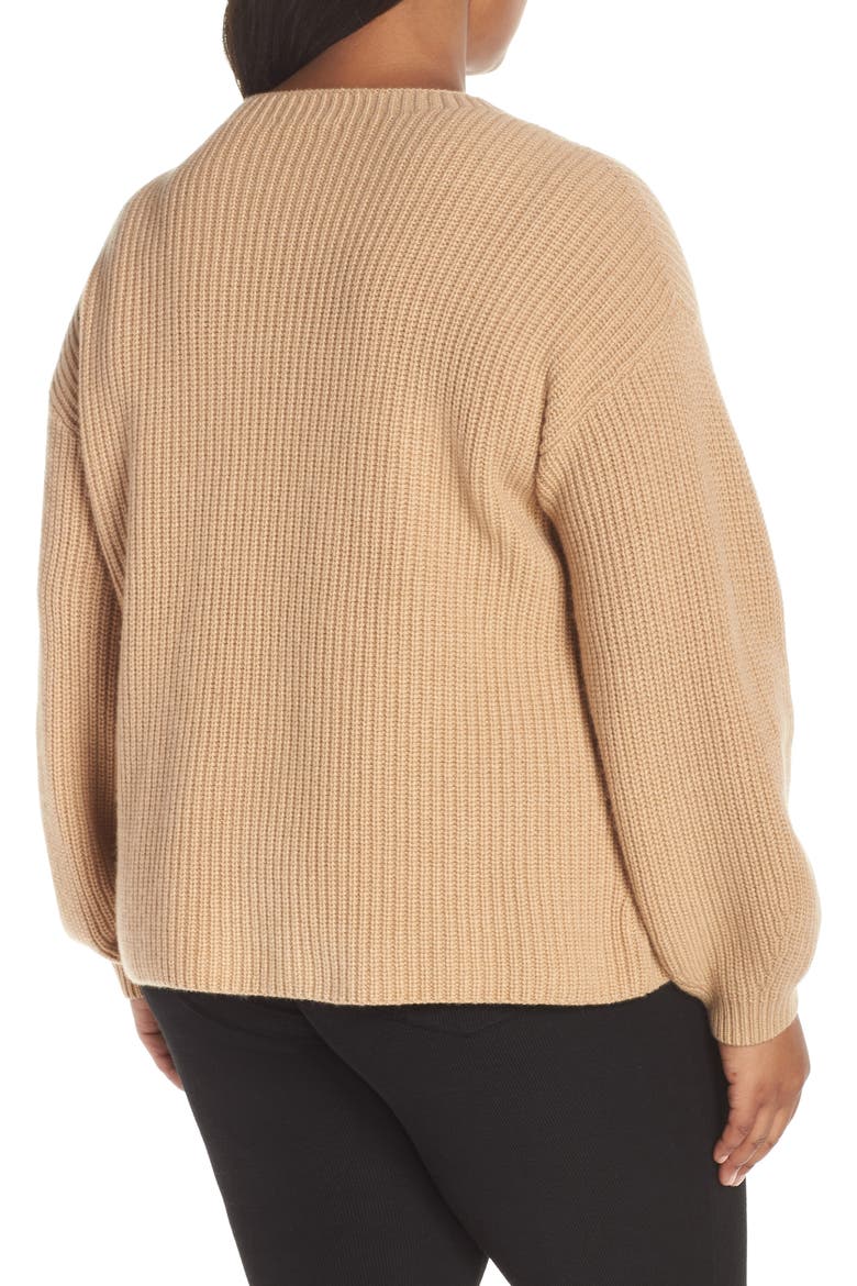 Crewneck Shaker Cashmere Sweater, Alternate, color, CLAY