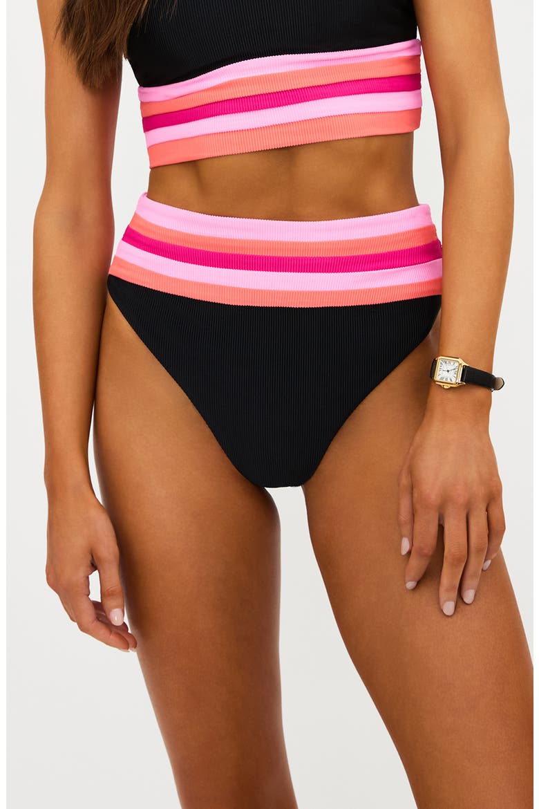 Millie Colorblock High Waist Bikini Bottoms, Main, color, RUBY COLORBLOCK