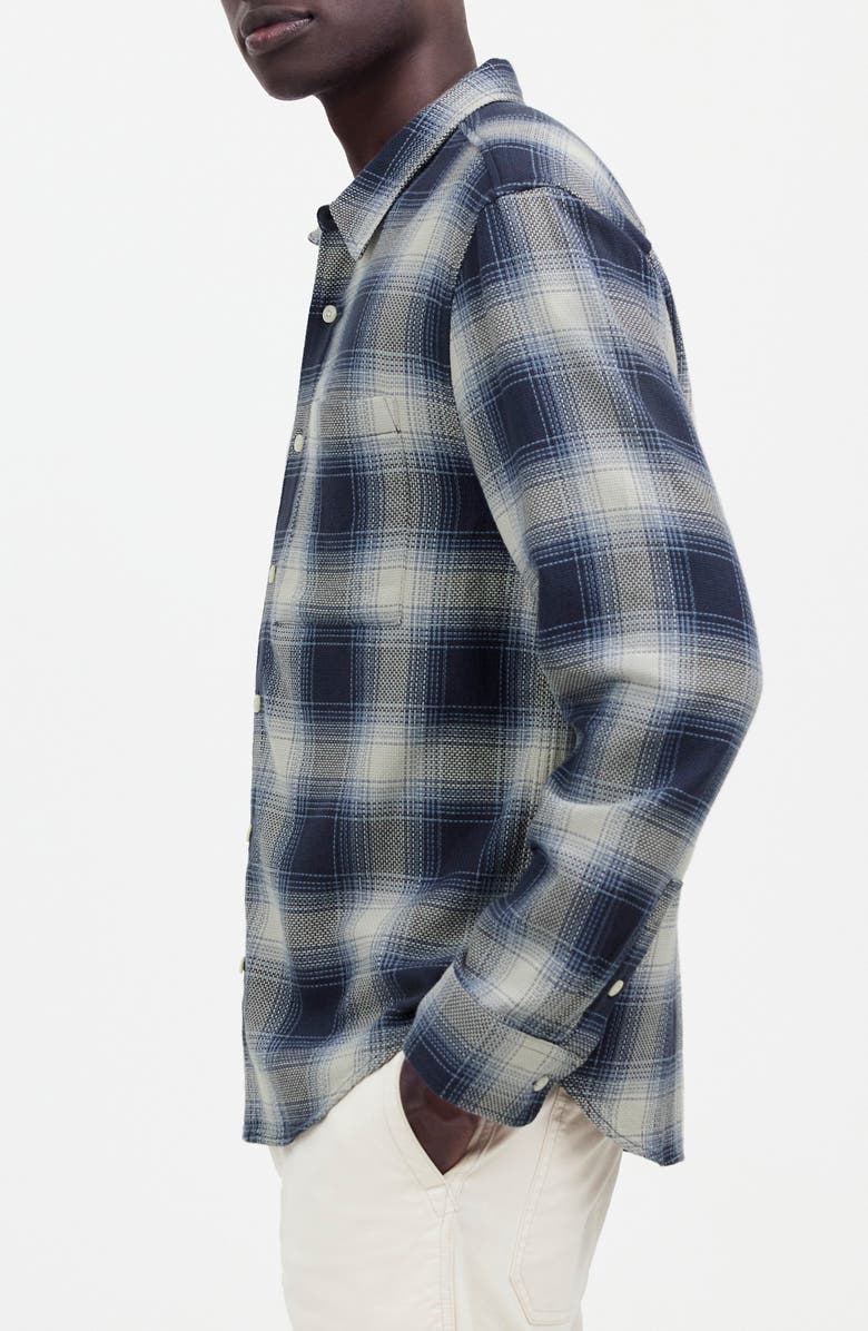 Madewell Easy Long-Sleeve Cotton Dobby Button-Up Shirt, Alternate, color, Night Indigo