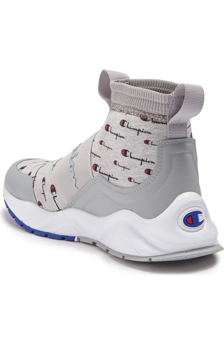 Champion Rally Script High Top Sock Sneaker, Alternate, color,
