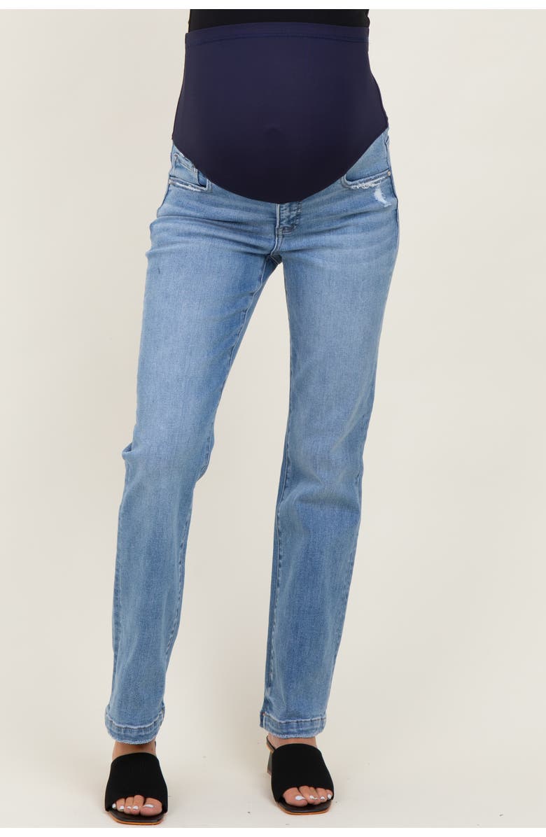 PinkBlush Mid Rise Straight Maternity Jeans, Main, color, Blue