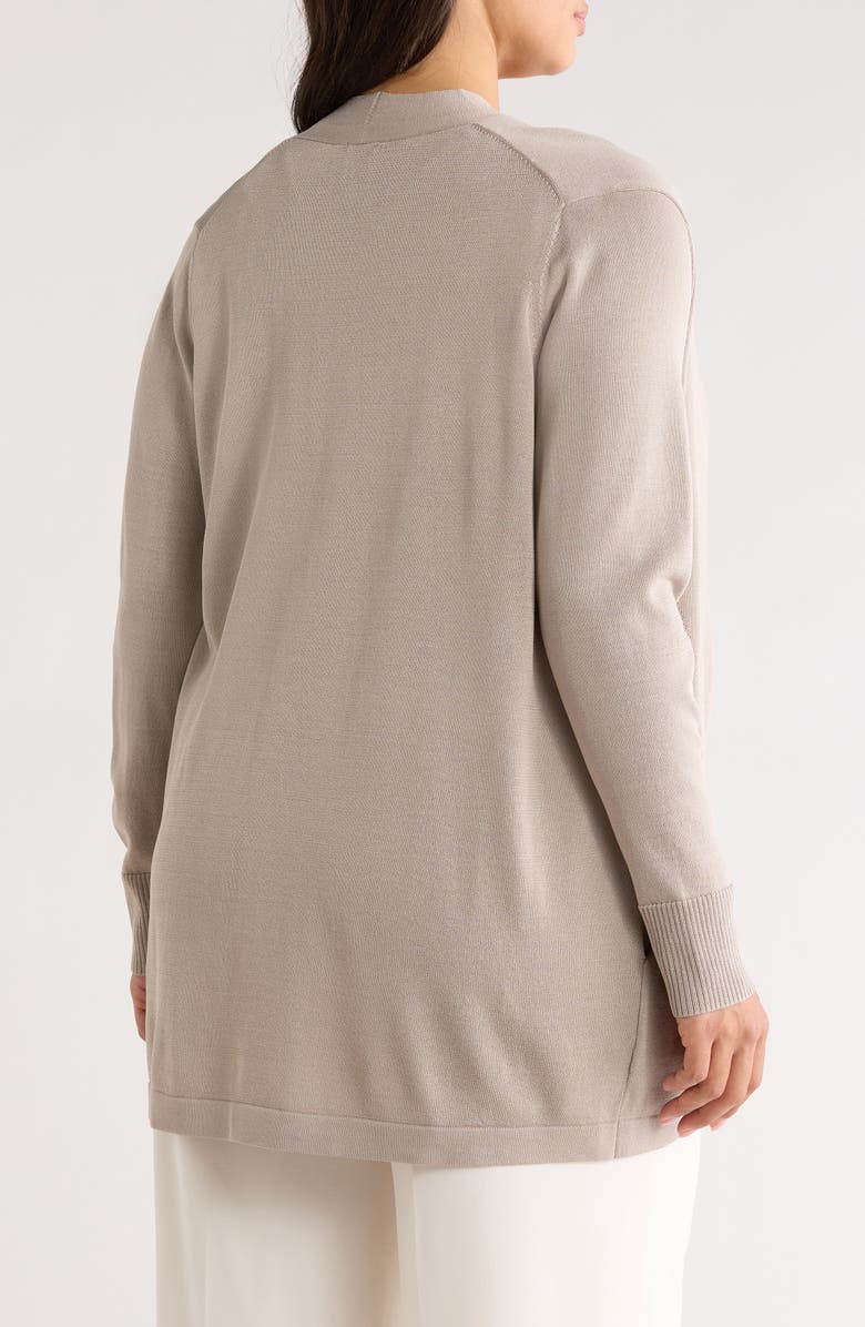 Anne Klein Kissing Front Pocket Cardigan, Alternate, color, Porcini