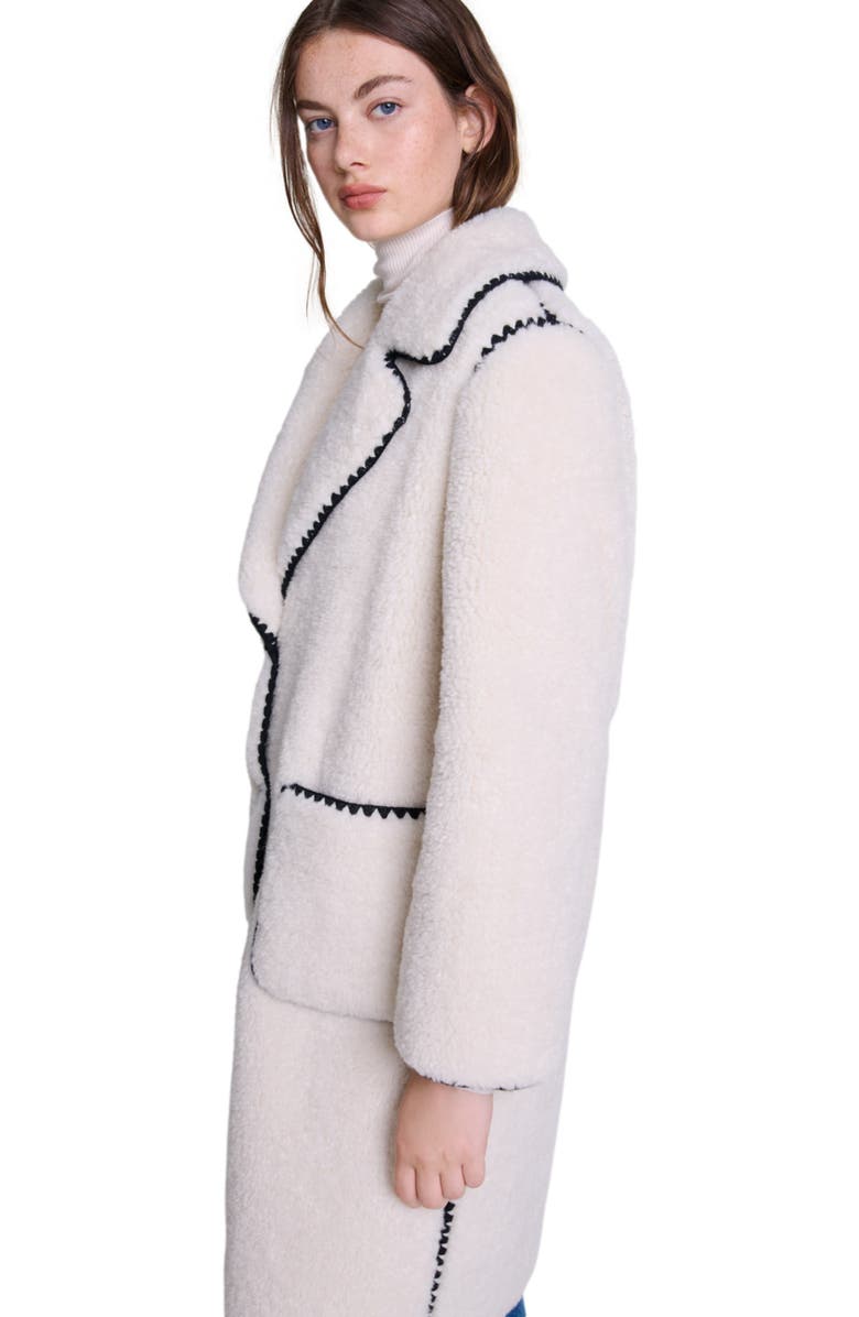 maje Mid-length fleece coat, Alternate, color, 