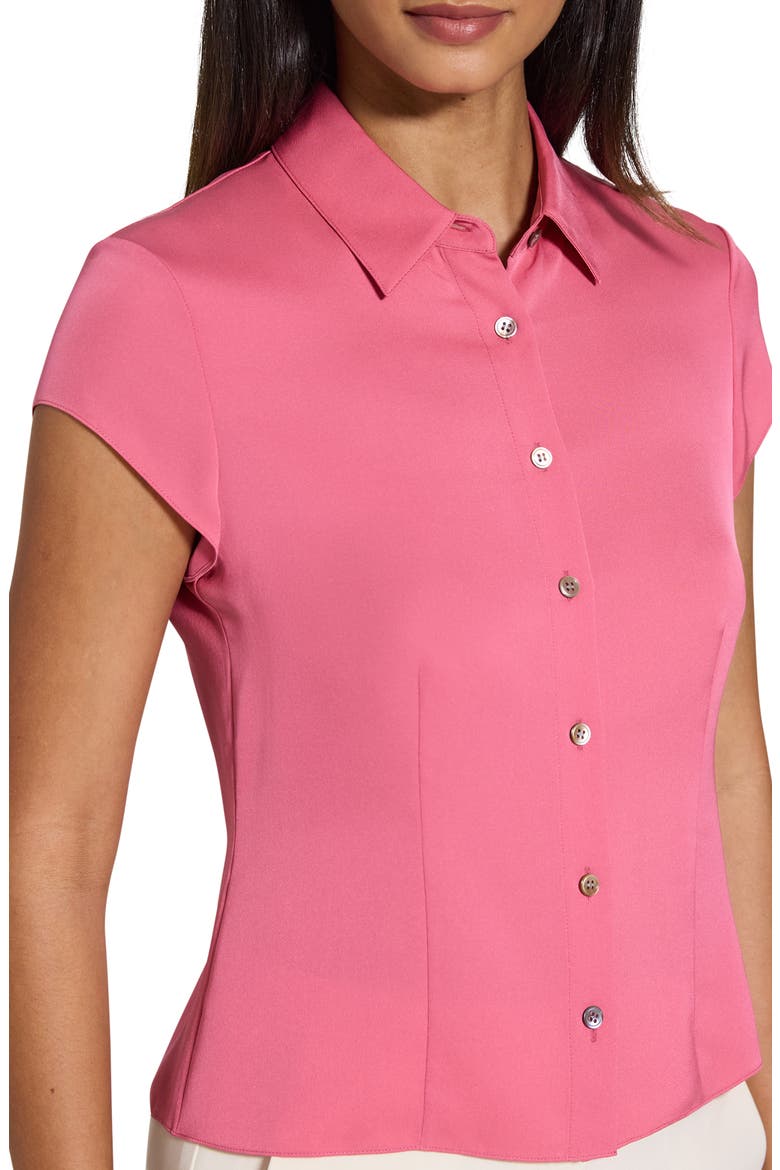 Cap Sleeve Silk Shirt, Alternate, color, BRT PINK