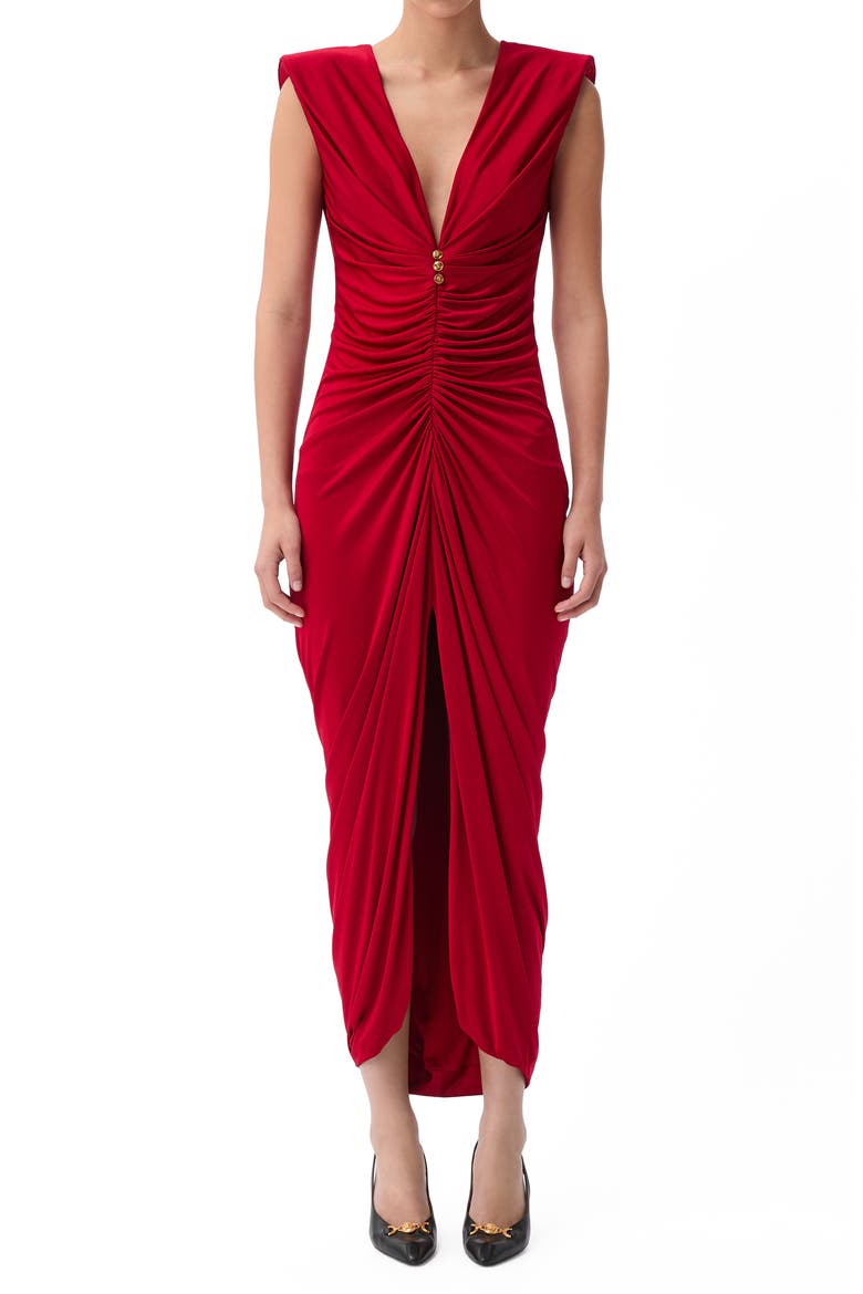 Draped Liquid Jersey Gown, Main, color, LIPSTICK RED