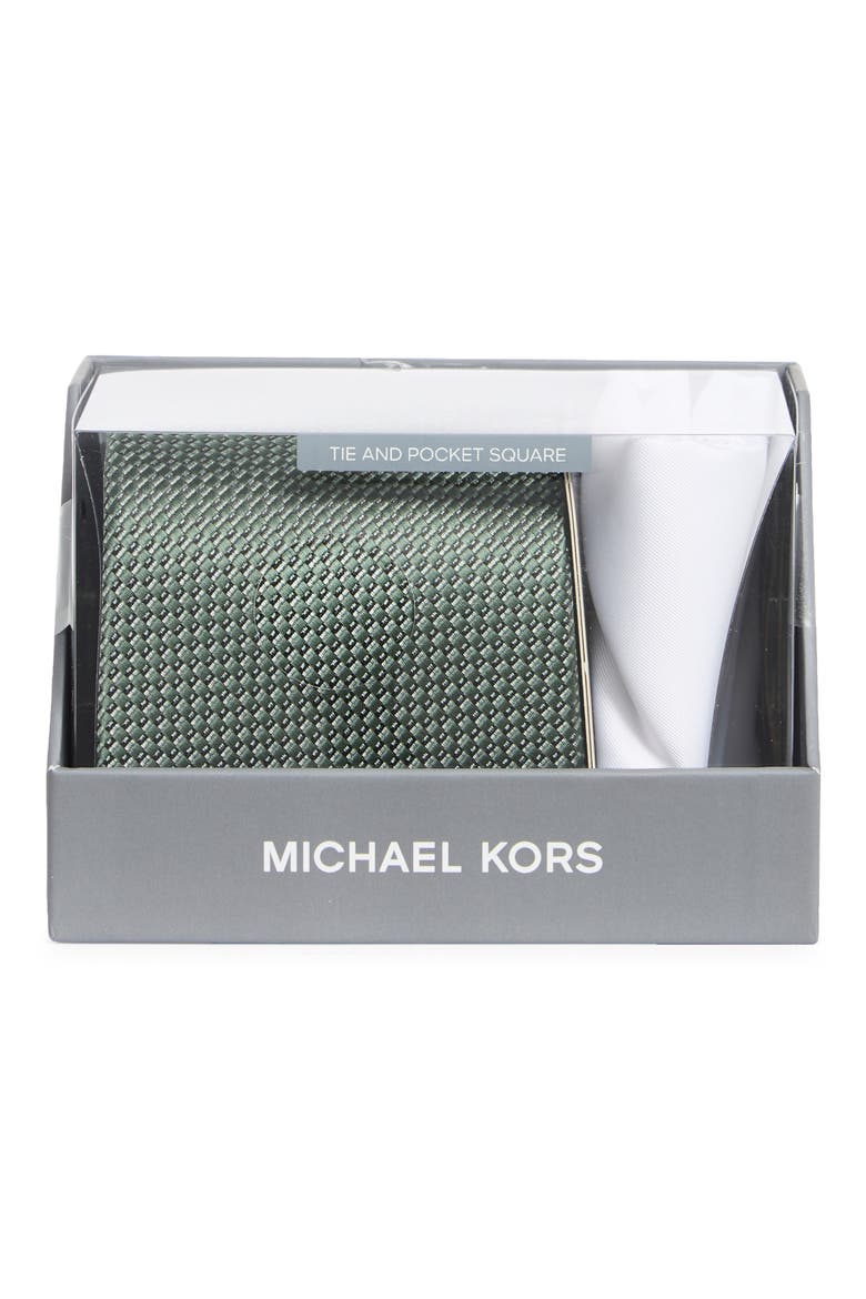 Ketchum Micro Tie and Pocket Square Set, Main, color, HUNTER