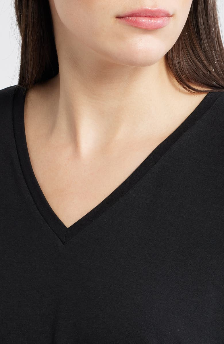 Eileen Fisher V-Neck Boxy T-Shirt, Alternate, color, Black