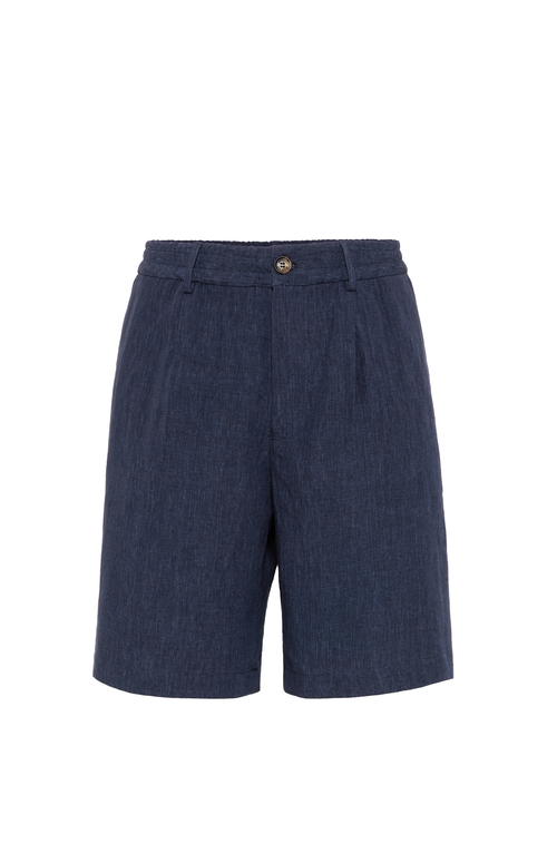 Brunello Cucinelli Linen Bermuda Shorts In Azure