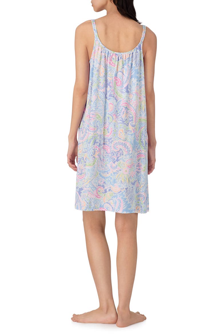 Paisley Print Double Strap Cotton Blend Nightgown, Alternate, color, BLUE PAISLEY