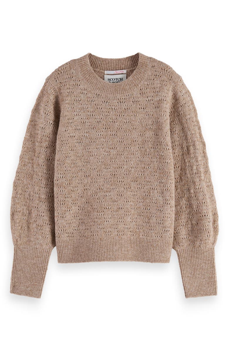 Scotch & Soda Kids' Ajour Pointelle Crewneck Sweater, Main, color, Eggnog
