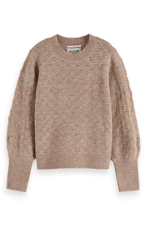 Kids' Ajour Pointelle Crewneck Sweater (Big Kid)