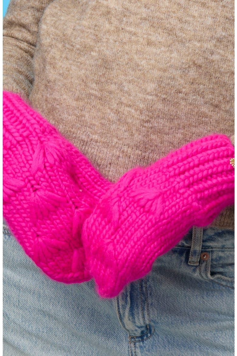 Ski Town Motley Mittens, Alternate, color, HOT PINK