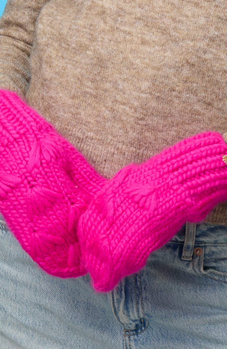 Lele Sadoughi Ski Town Motley Mittens, Alternate, color, Hot Pink