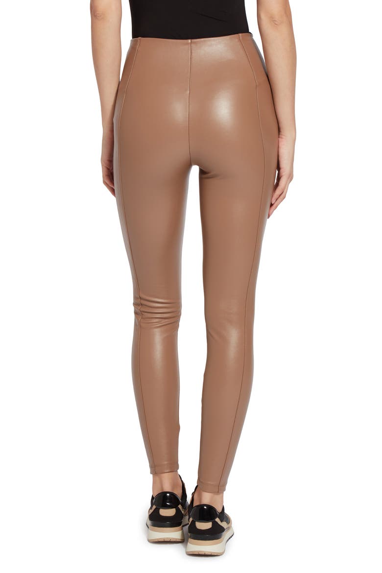 Lyssé High Waist Faux Leather Leggings, Alternate, color, TOFFEE