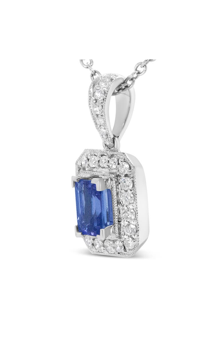Haus of Brilliance 18K White Gold 1/4 Cttw Diamond and 6x4mm Purple Tanzanite Halo Pendant Necklace, Alternate, color, White