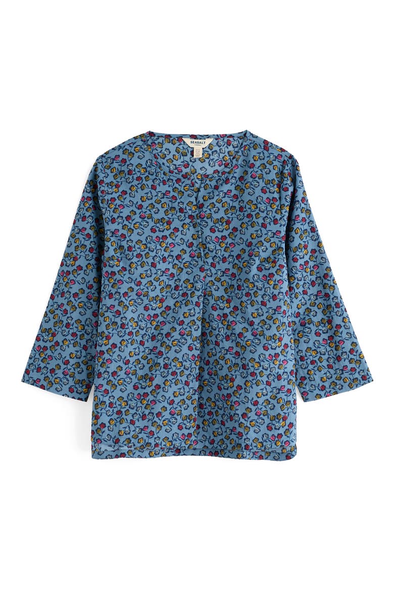 Watercolour Sketch Organic Cotton Top, Alternate, color, SKETCHED BUDS CADET