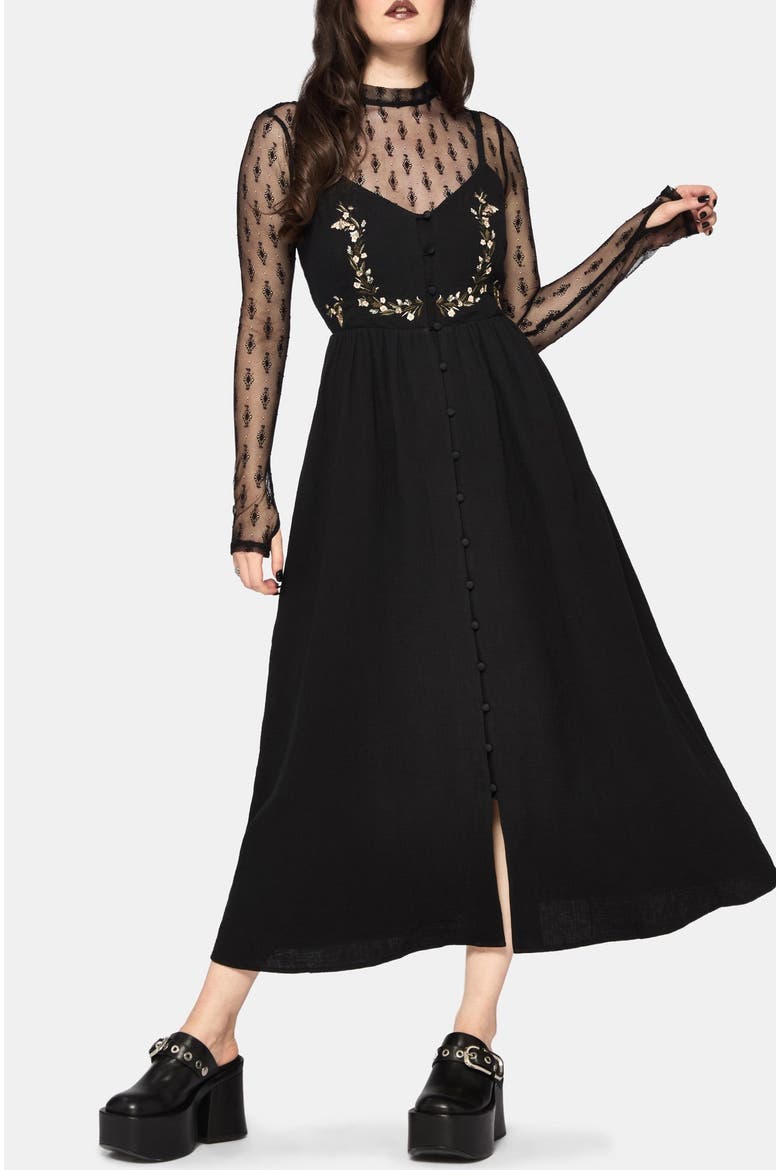 Abundance Cotton Floral Dress, Main, color, Black