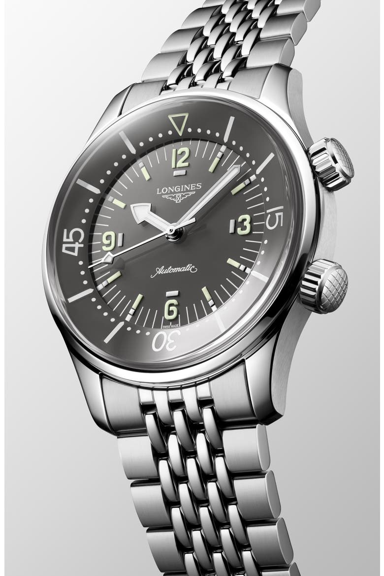 Legend Diver Bracelet Watch, 39mm, Alternate, color, SILVER/ GREY