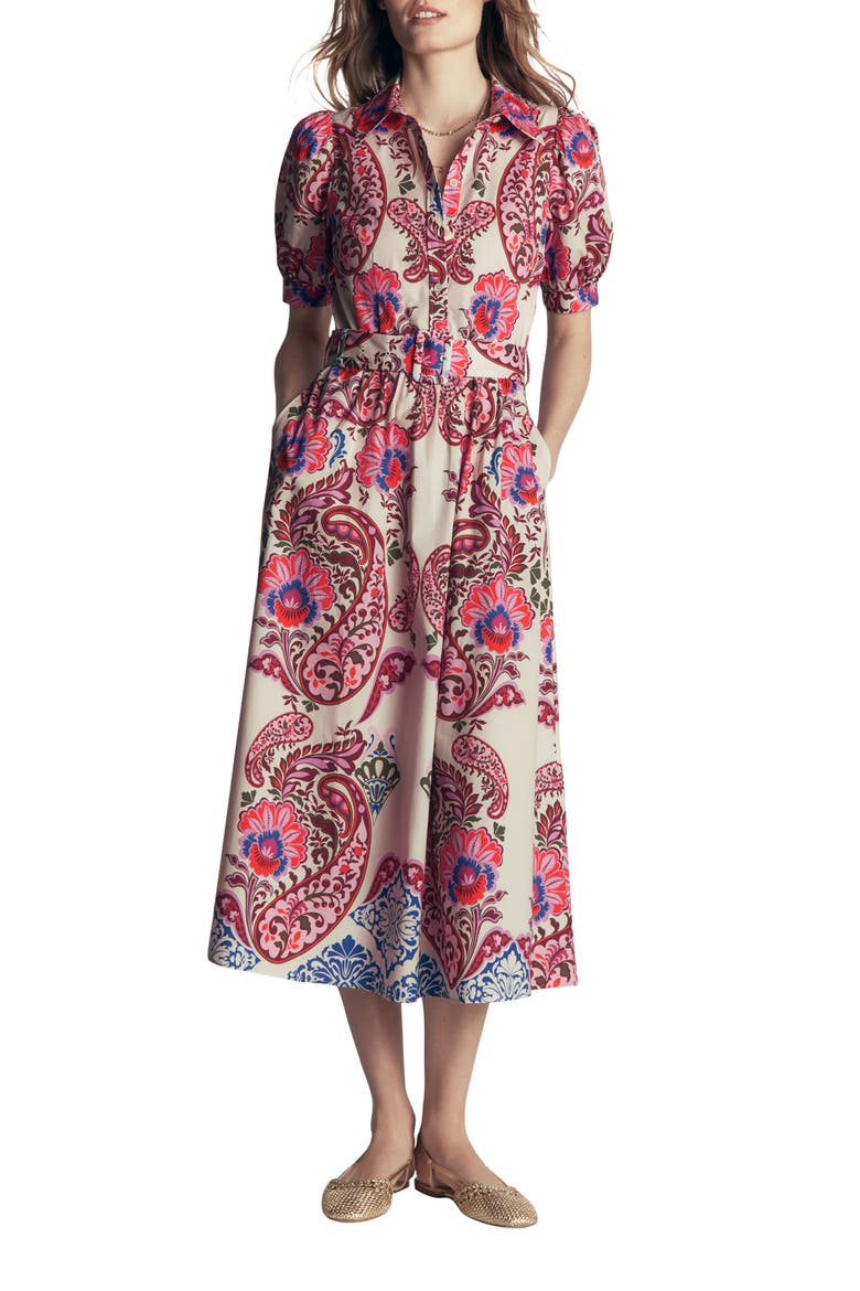 Paisley Belted Midi Dress, Main, color, BOHEMIA DREAM