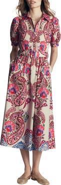 Boden Paisley Belted Midi Dress