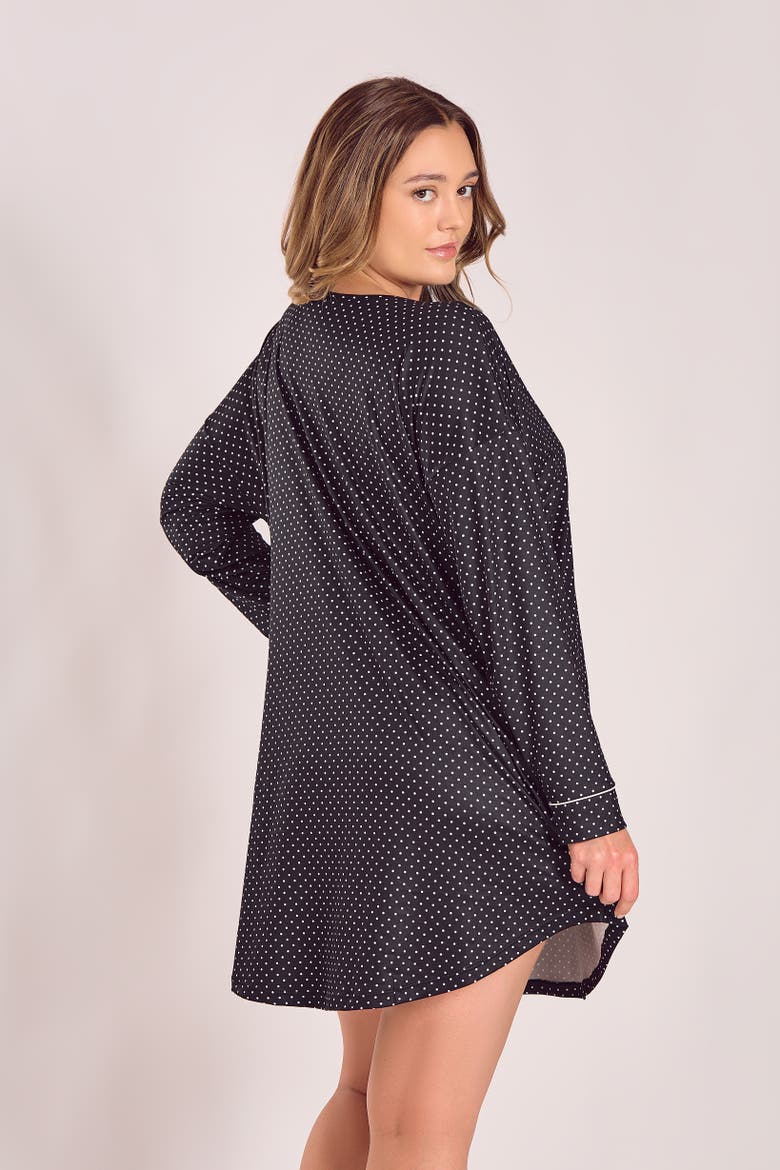 Microfiber Knit Sleep Shirt with Functional Buttons, Alternate, color, Black