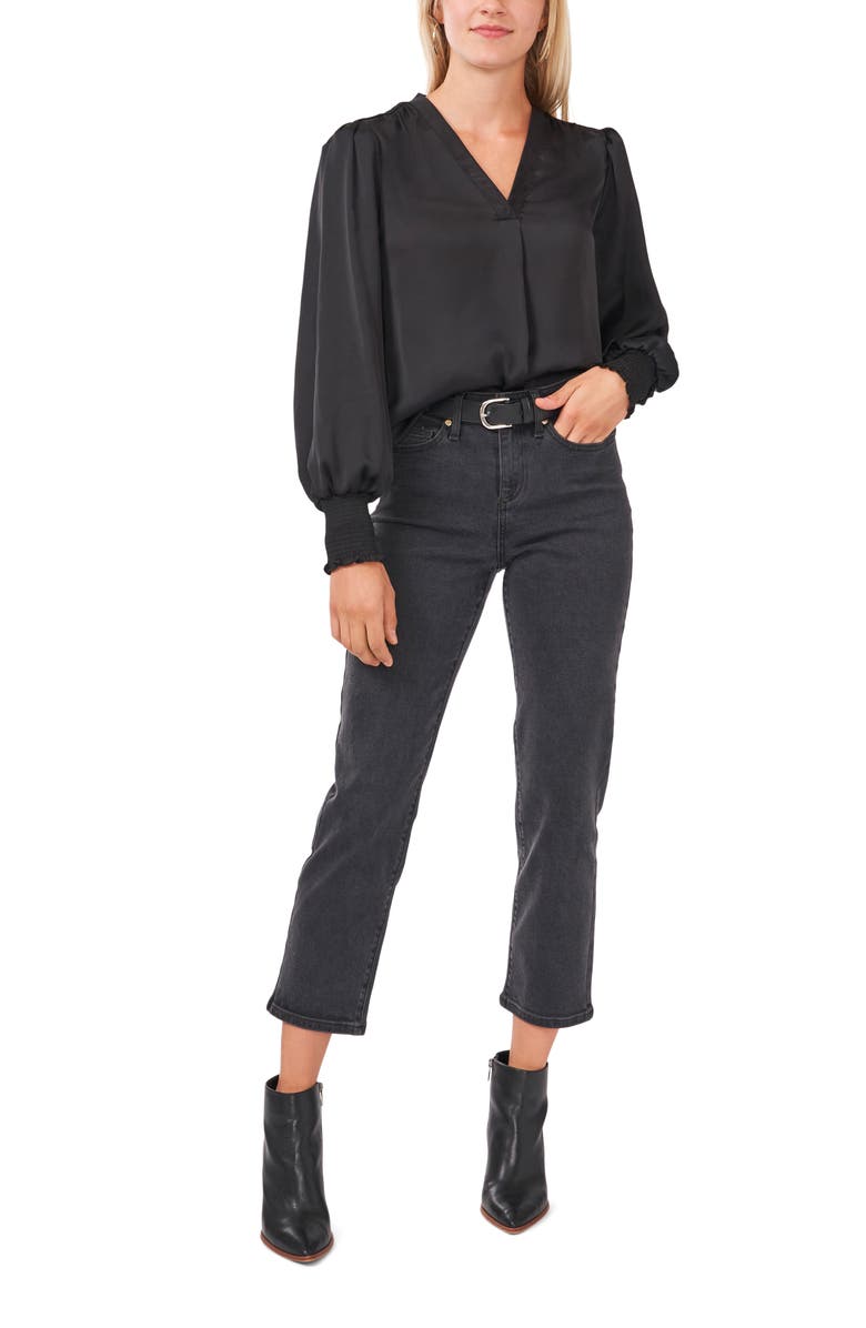 Vince Camuto Smock Cuff Rumpled Satin Blouse, Alternate, color, 