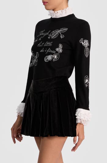 Carolann Embroidered Stretch Wool Sweater