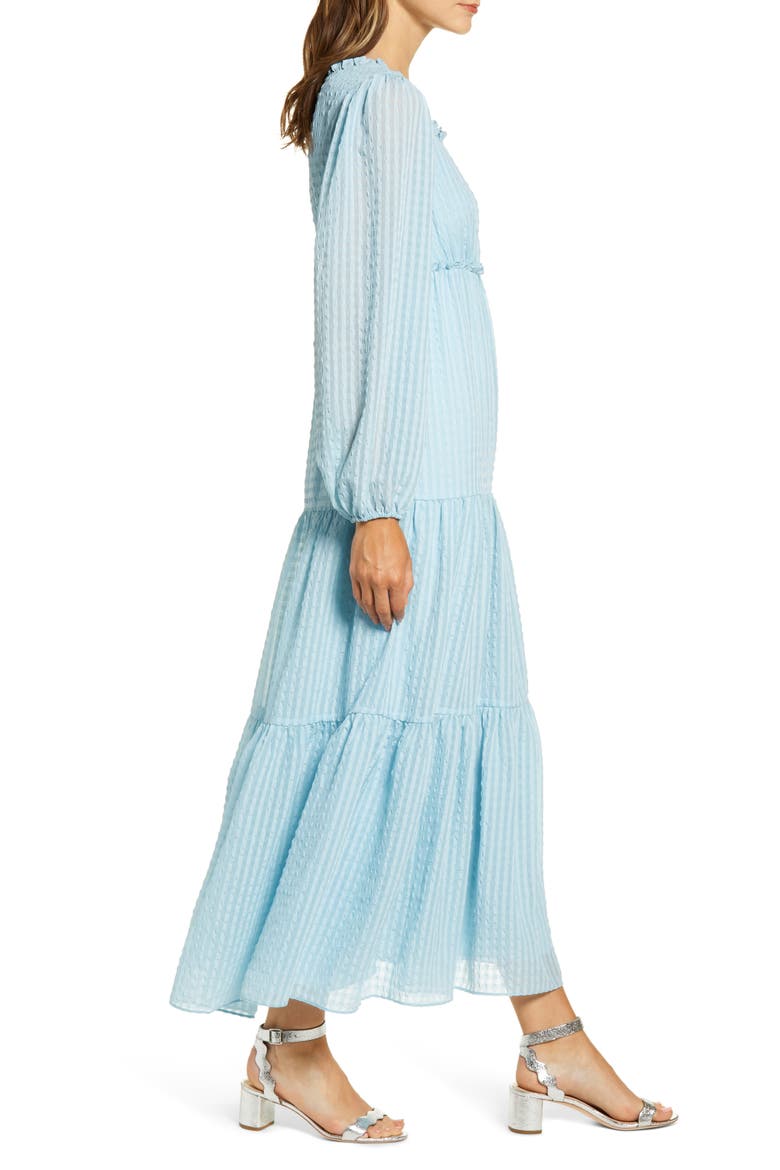 Tiered Long Sleeve Maxi Dress, Alternate, color, BLUE DREAM