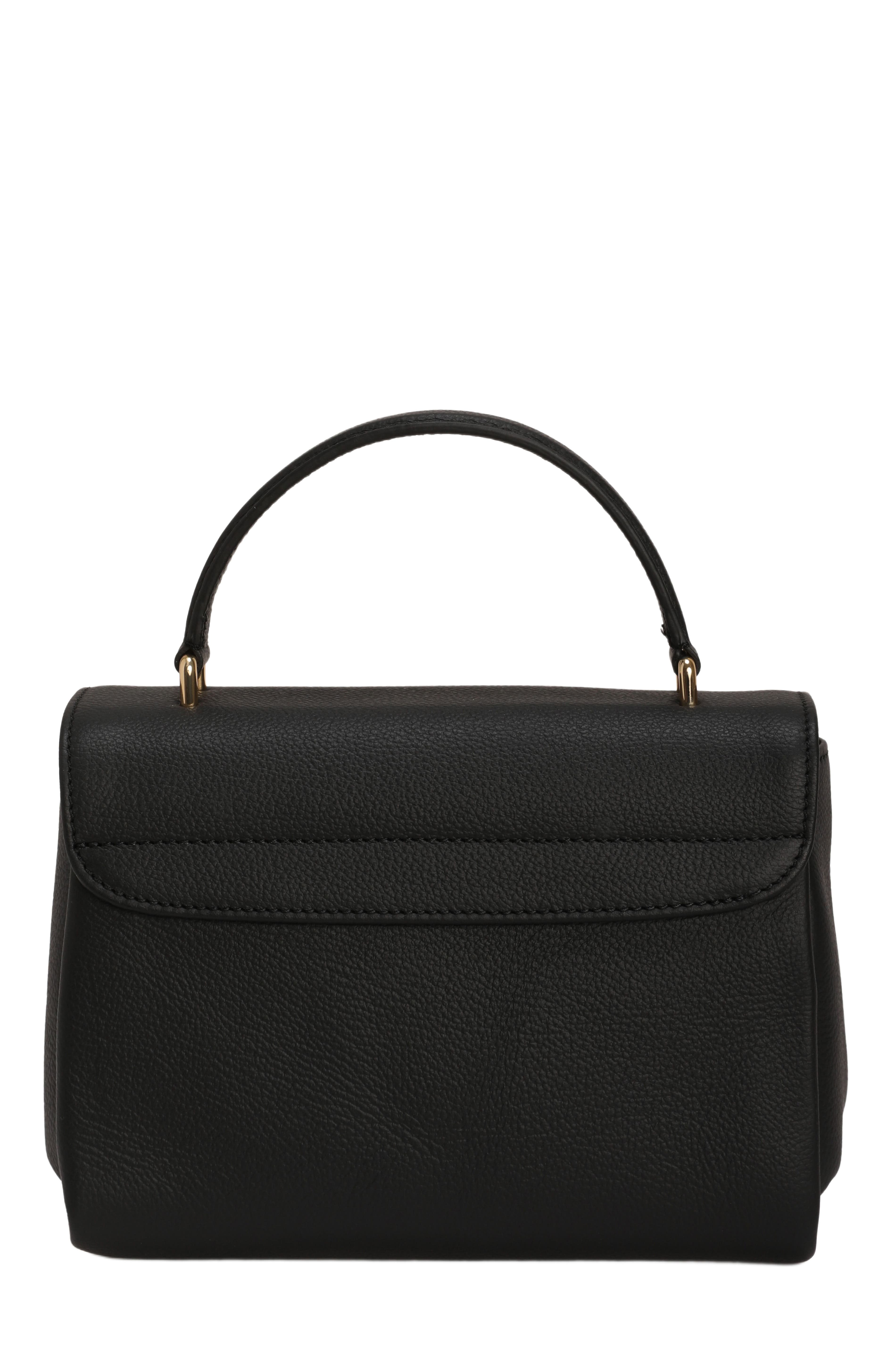 GORSKI Top Handle Leather Bag with Crossbody Strap, Alternate, color, Black