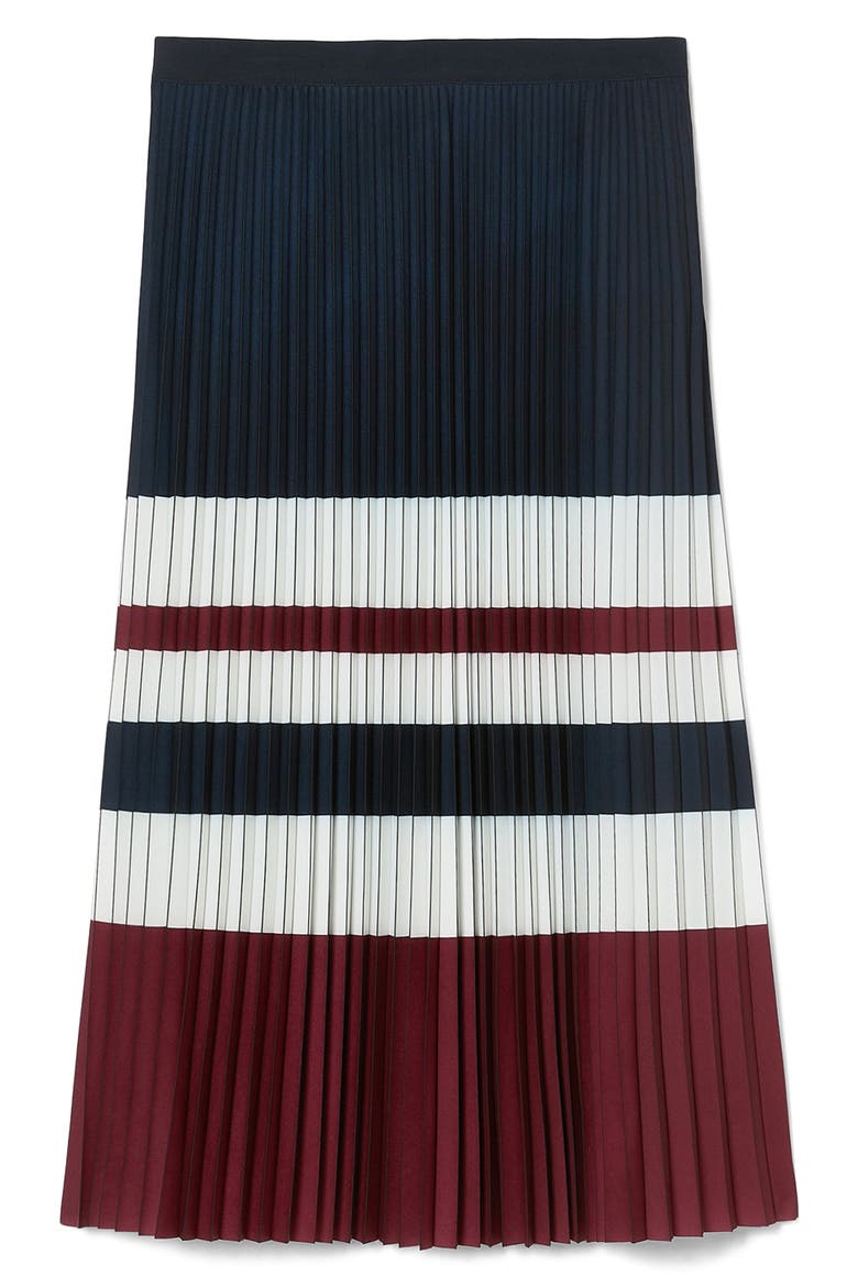 Master Colorblock Pleated Crêpe de Chine Skirt, Alternate, color, CHERRY