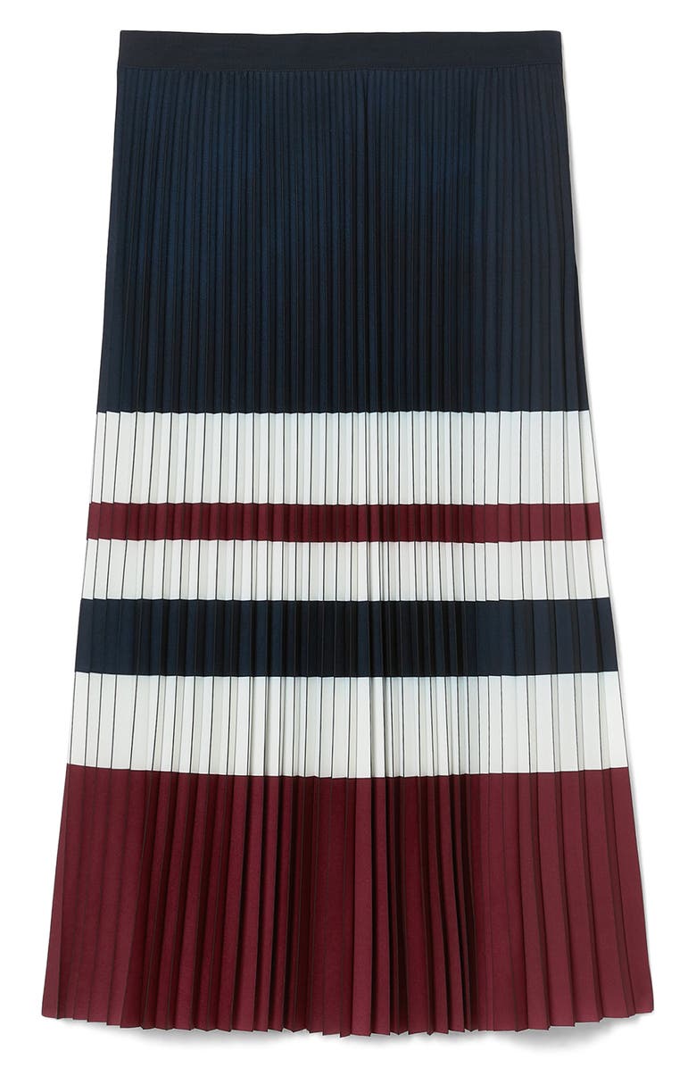 Marina Rinaldi Master Colorblock Pleated Crêpe de Chine Skirt, Alternate, color, Cherry