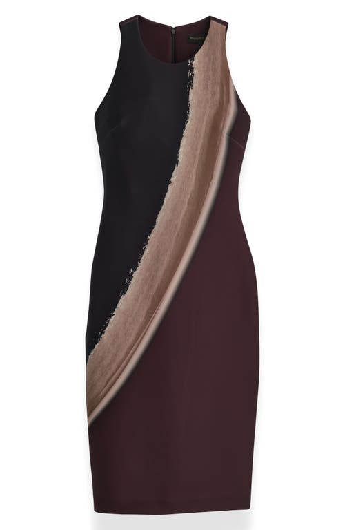 Donna Karan New York Placed Print Sleeveless Sheath Dress In Brown