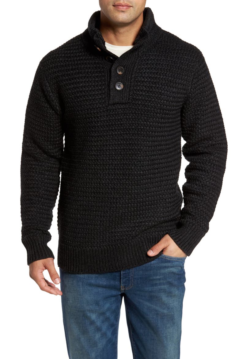 Military Henley Sweater, Main, color, BLACK