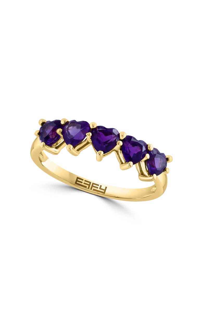 EFFY 14K Yellow Gold Amethyst Ring, Main, color, Purple