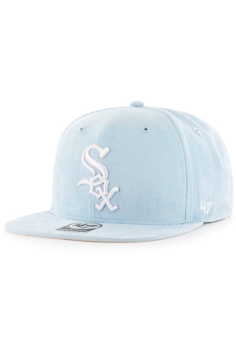 Men's '47 Light Blue Chicago White Sox Ultra Suede Captain Snapback Hat, Alternate, color, Light Blue