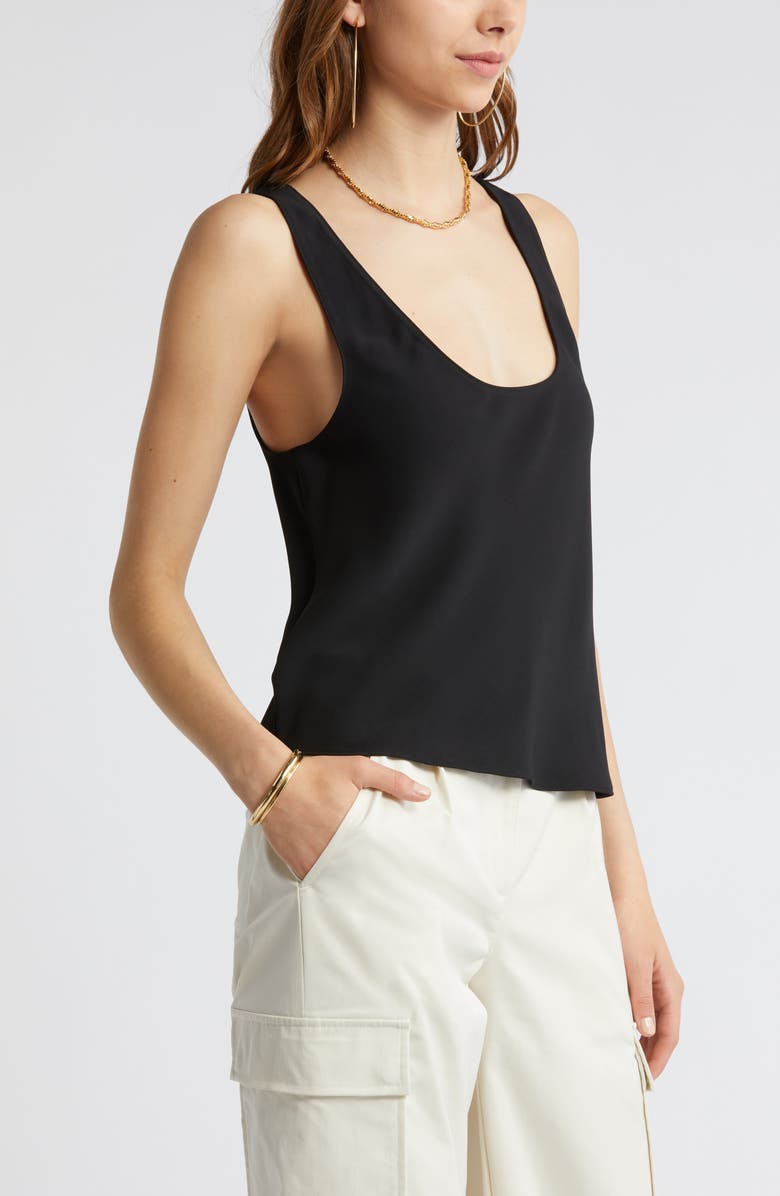 Open Edit Scoop Neck Woven Tank, Alternate, color, Black