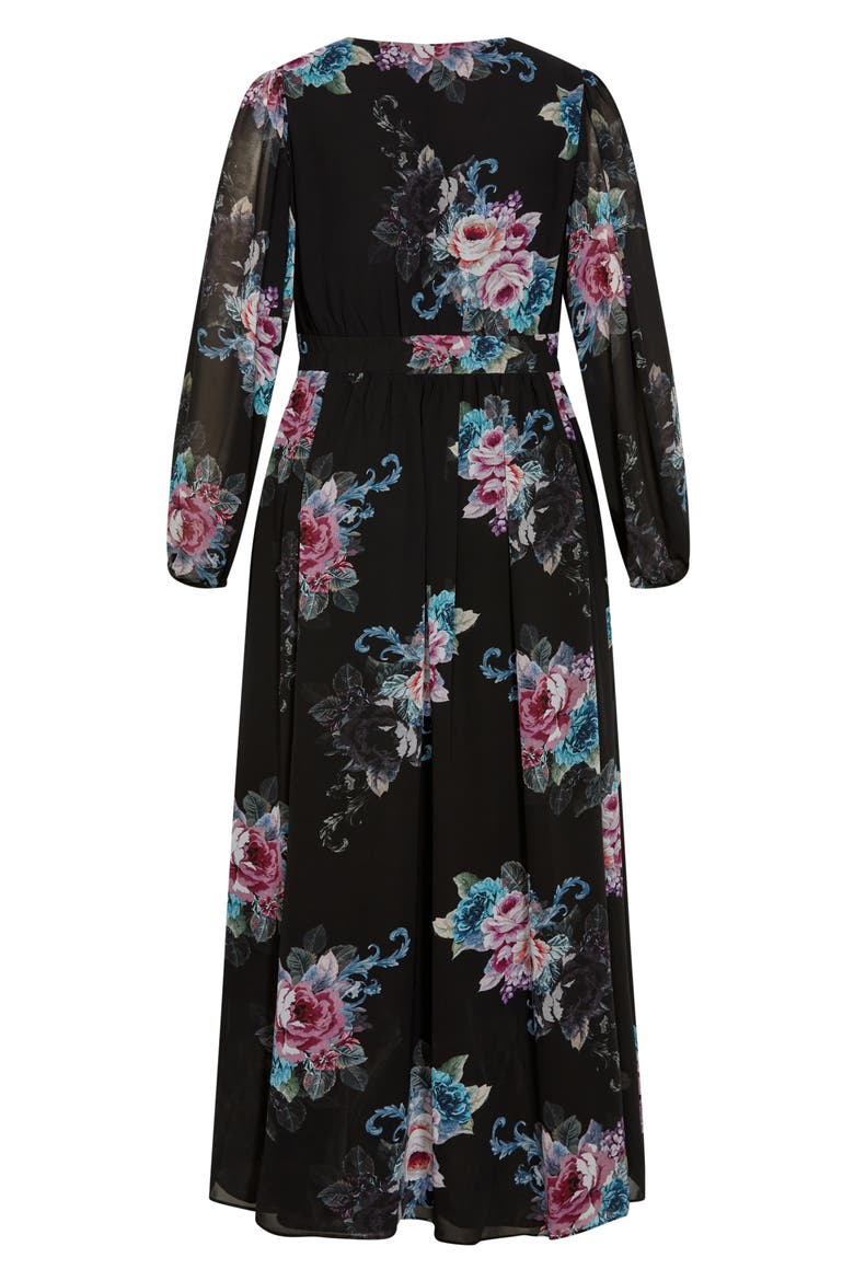 Ottilie Long Sleeve Maxi Dress, Alternate, color, BLACK PRINT