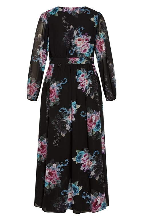 City Chic Ottilie Long Sleeve Maxi Dress In Black