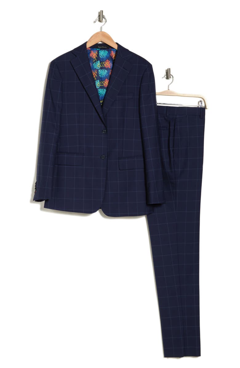English Laundry Plaid Trim Fit Wool Blend Two-Piece Suit, Alternate, color,