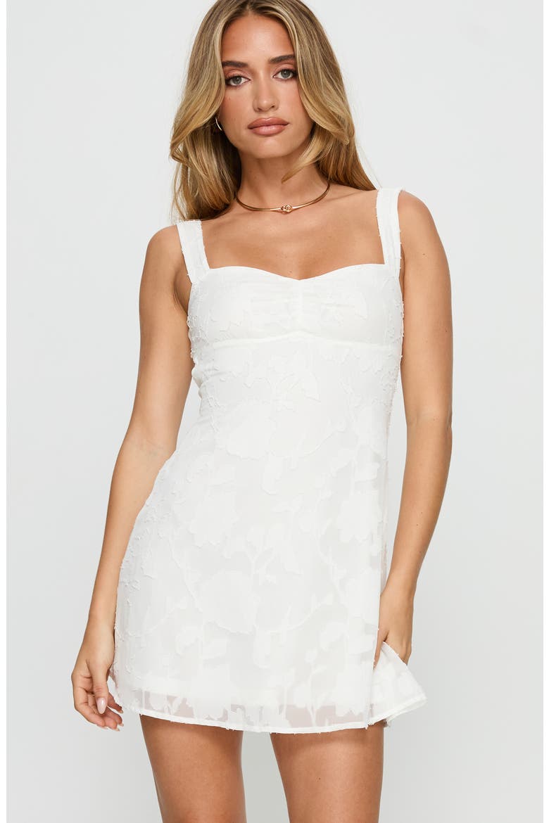 Mcbeath Floral Jacquard Minidress, Alternate, color, WHITE